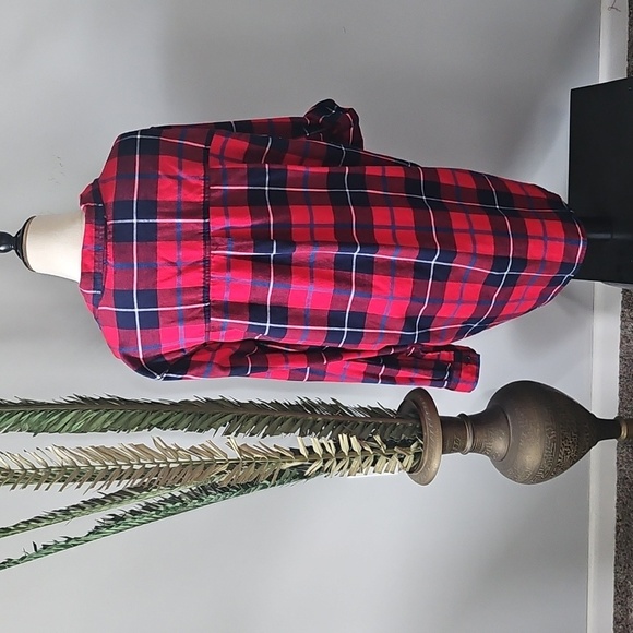 beachlunchlounge Red and Blue Plaid Hi-Low Button Down - Picture 2 of 10